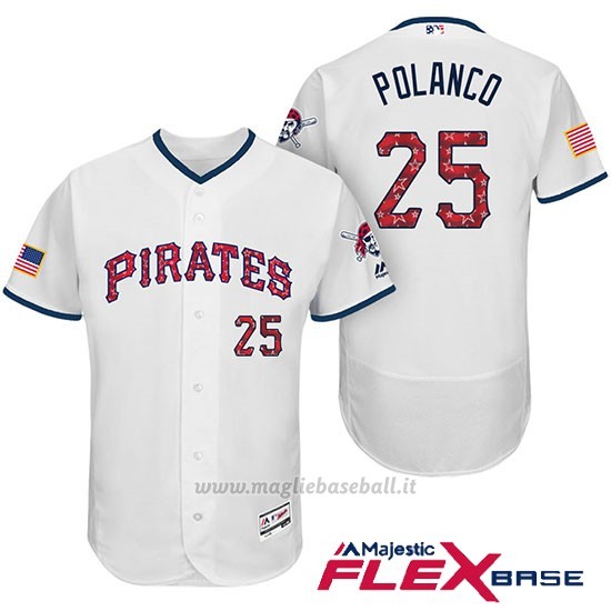 Maglia Baseball Uomo Pittsburgh Pirates 2017 Estrellas y Rayas Gregory Polanco Bianco Flex Base